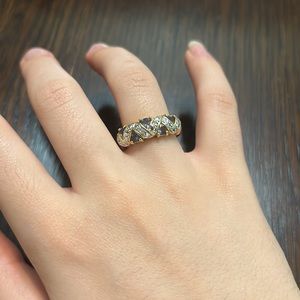 Gold Purple and Silver Diamond Ring